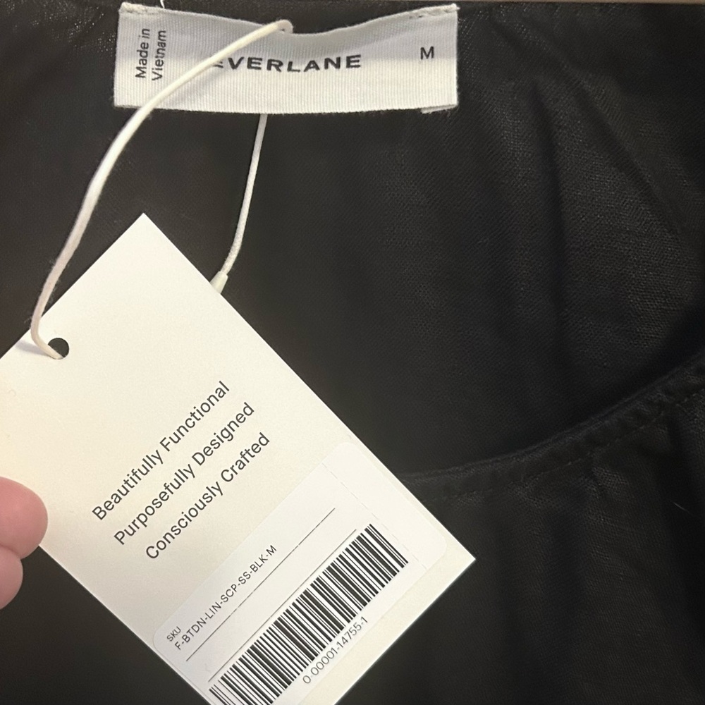 NWT Everlane The Scoop Top in Linen Black size M - Picture 8 of 10